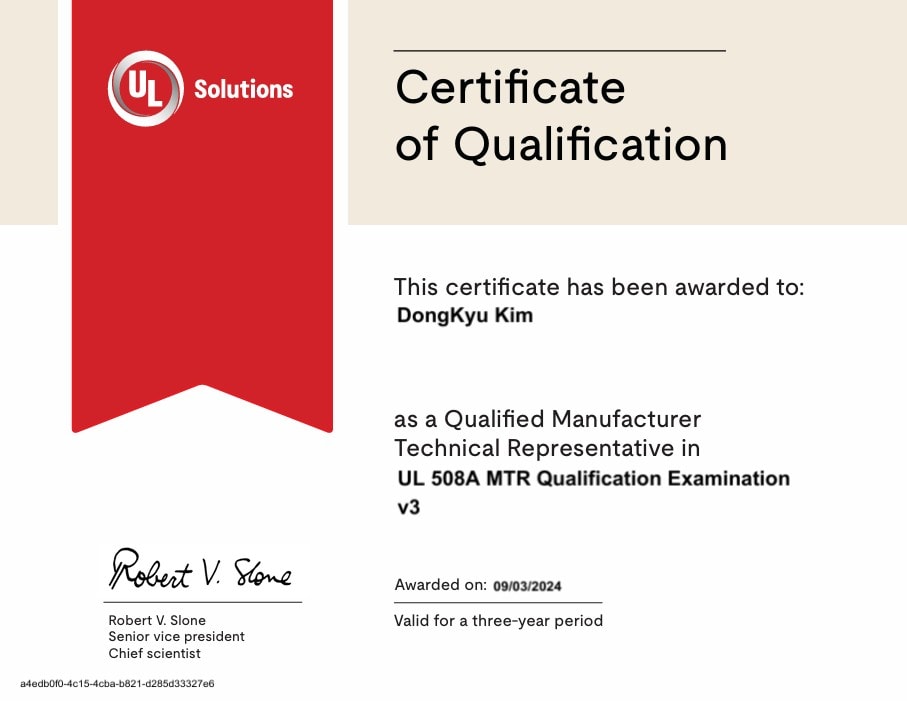 UL Mtr 508A Certification